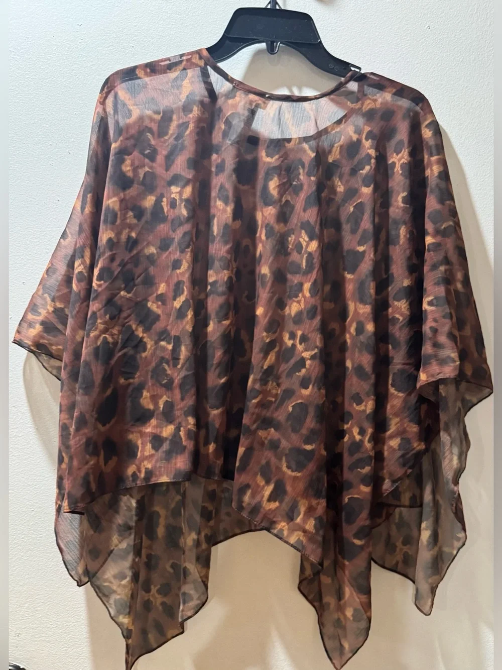 Free People Brown Leopard-Print Angel Wing Poncho Kimono